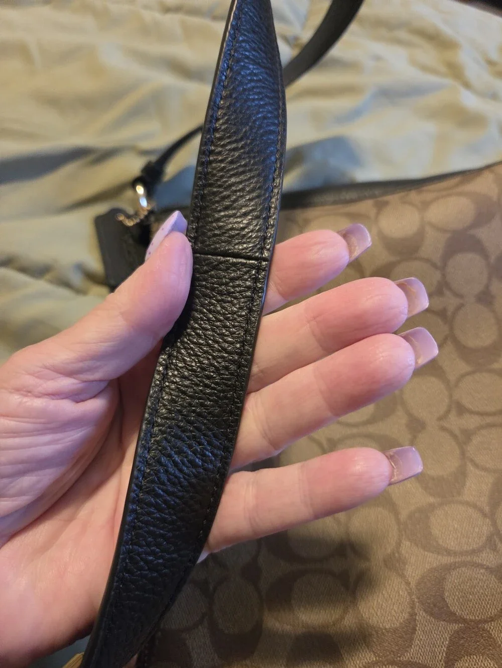 Coach Khaki and Black Signature Crossbody Bag